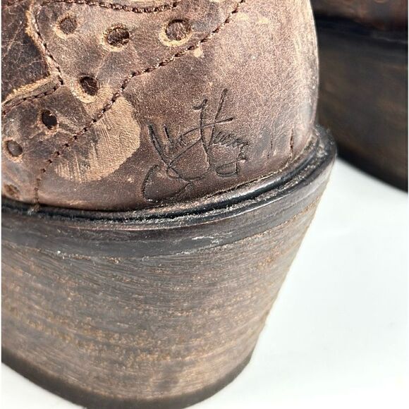 John FLUEVOG ADRIANA LOIS Brown Leather Lace Up Western Shoes Ankle Booties 6 - Picture 14 of 16